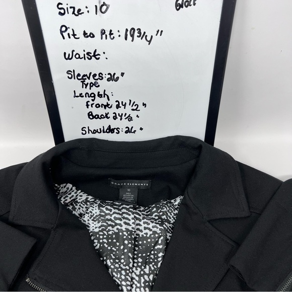 Grace Elements Black Zip Up Jacket Size 10 Zip Cuffs Neutral Fitted Classic Moto - Picture 9 of 14